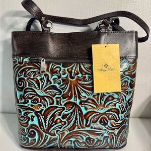 Patricia Nash Embossed Leather Convertible Shoulder Bag/ Backpack